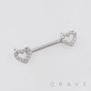 HALLOWEEN MULTI CZ DEVIL HEART WITH SMALL HORNS 316L SURGICAL STEEL NIPPLE RING